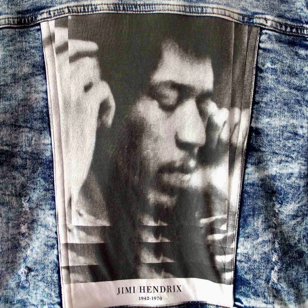 Iconic Rock Jimmy Hendrix Custom Denim Jacket - S/M - Sexy Party Cocktail - Madz - Picture 7 of 17